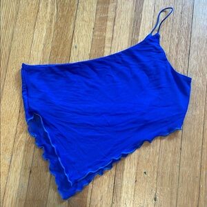 Blue Asymmetrical Women's Crop Top